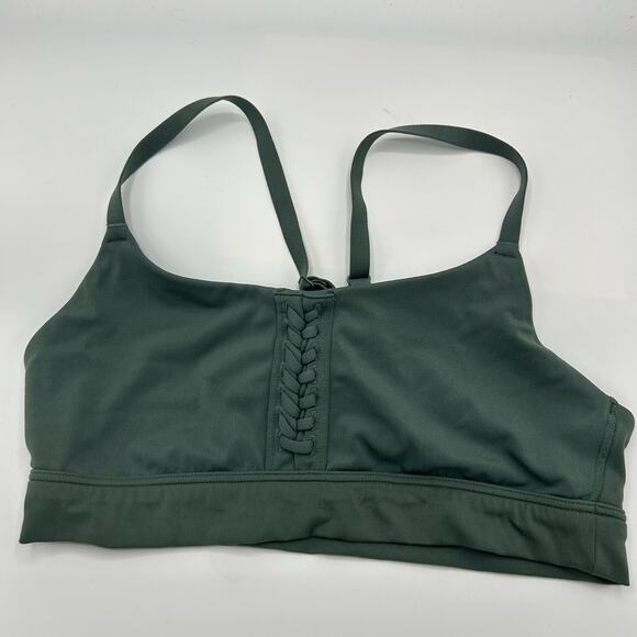Aerie OFFLINE The Hugger Crackle Sports Bra Medium Green Racerback Active - Picture 9 of 11